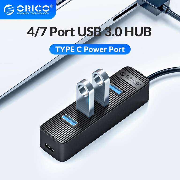 USB концентратор Orico TWU3-4AB с портом питания type-c