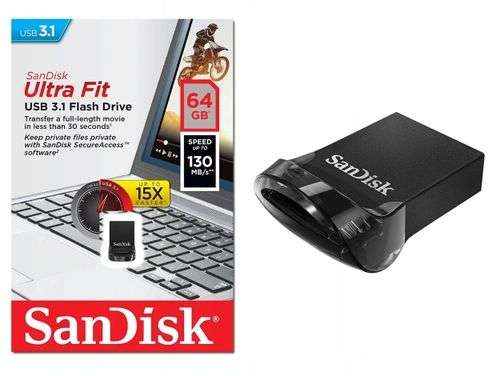 USB Флеш-накопитель SanDisk Ultra Fit 64 ГБ, черный