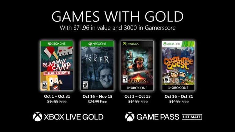 Бесплатные игры октября для подписчиков Xbox Live Gold / Game Pass Ultimate