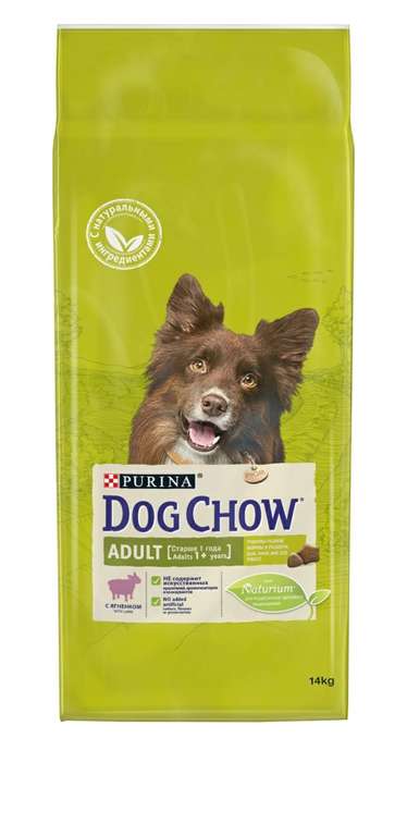 Корм сухой Dog Chow Adult, для взрослых собак, с ягненком, 14 кг
