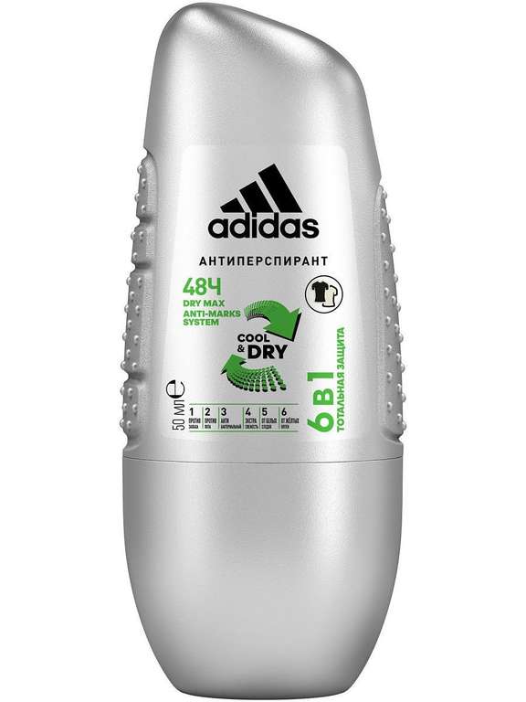 Роликовый антиперспирант Adidas Roll-ons Male 50 мл 6 in 1