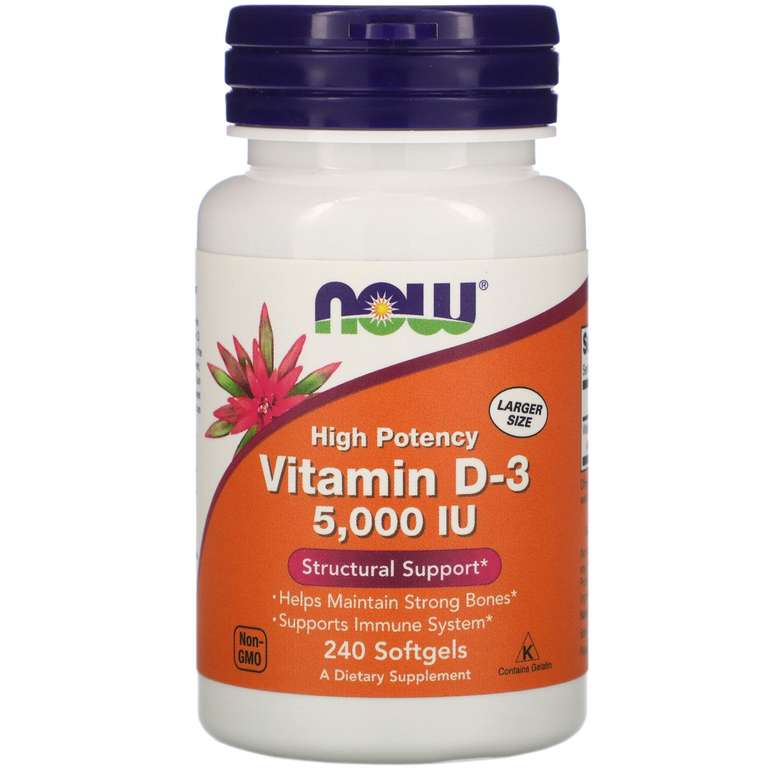 -20% на Витамины D-3 (например Now Foods Витамин D3, 5000 МЕ, 240 мягких таблеток)