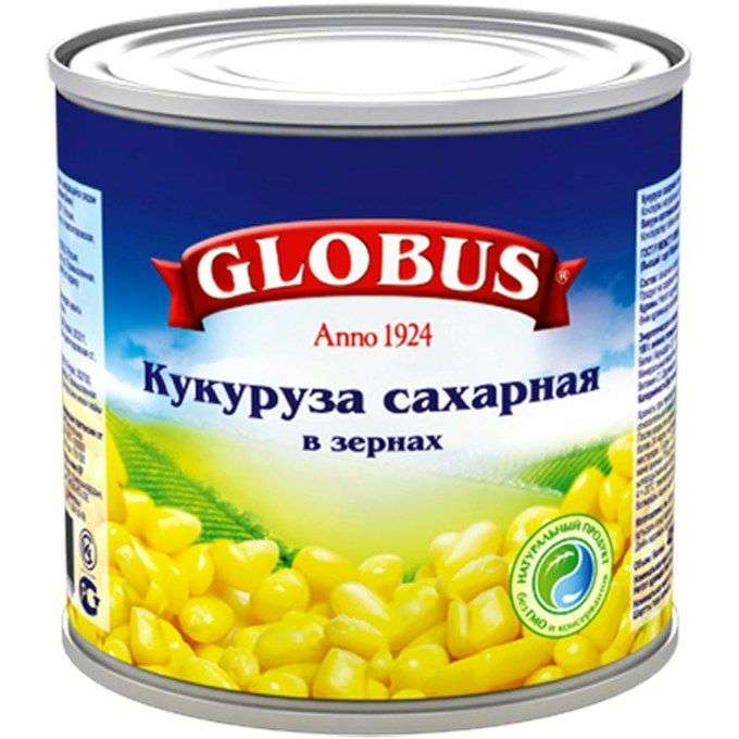 Кукуруза Globus сахарная в зернах (340 г) с бонусами от метро (35руб)