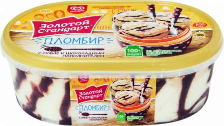 Мороженое Золотой стандарт пломбир суфле-шоколад, БЗМЖ 475 г