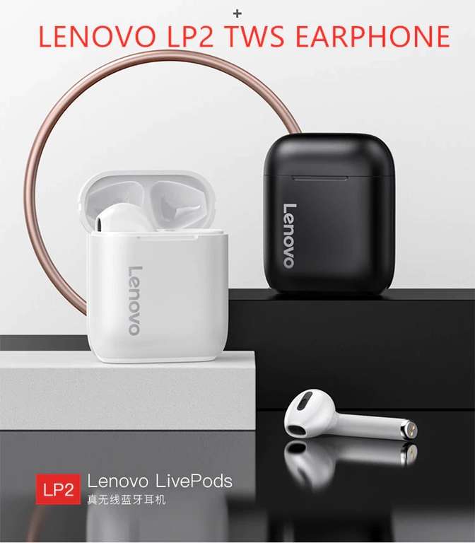 TWS наушники Lenovo LP2 TWS Bluetooth 5.0