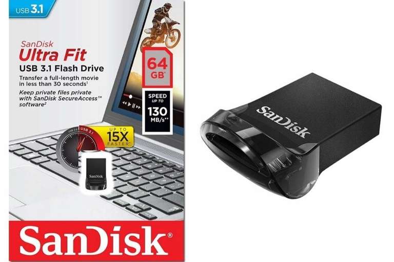 USB 3.1 Флеш-накопитель SanDisk Ultra Fit 64 ГБ, черный