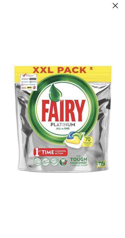 Fairy Platinum All in 1 Капсулы (лимон) для посудомоечной машины, 70шт.