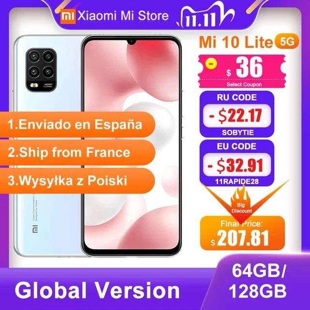 Смартфон Xiaomi Mi 10 Lite 5G 6/64 с 11.11