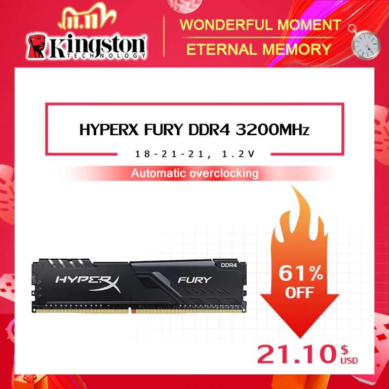 [11.11] Оперативная память Kingston HyperX FURY - DDR4 - 16Gb - 3200 MHz