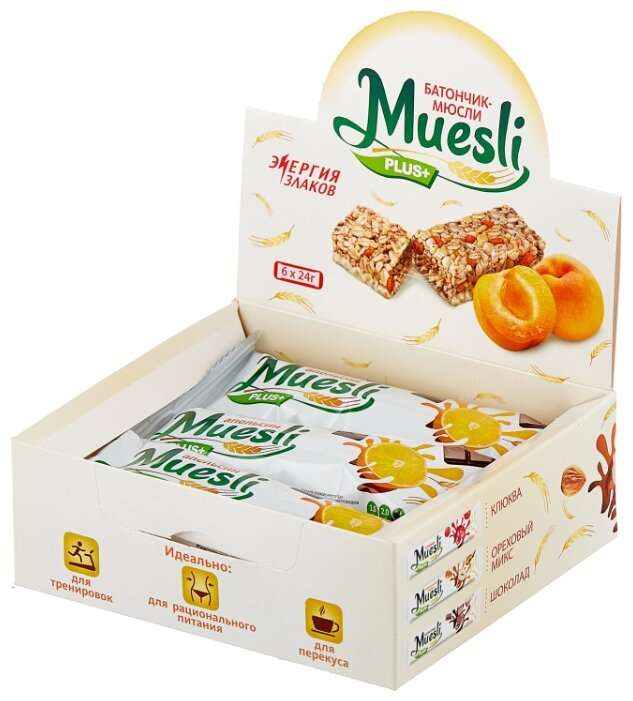 Батончик Matti Muesli Plus апельсин, 24г*6шт