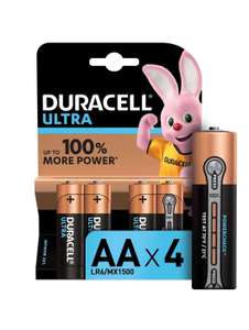 Батарейки щелочные Duracell Ultra AA/LR6, 4 шт (119₽ c бонусами)