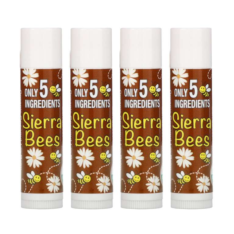 Органические бальзамы для губ Sierra Bees, кокос, 4 шт. по 4,25 г