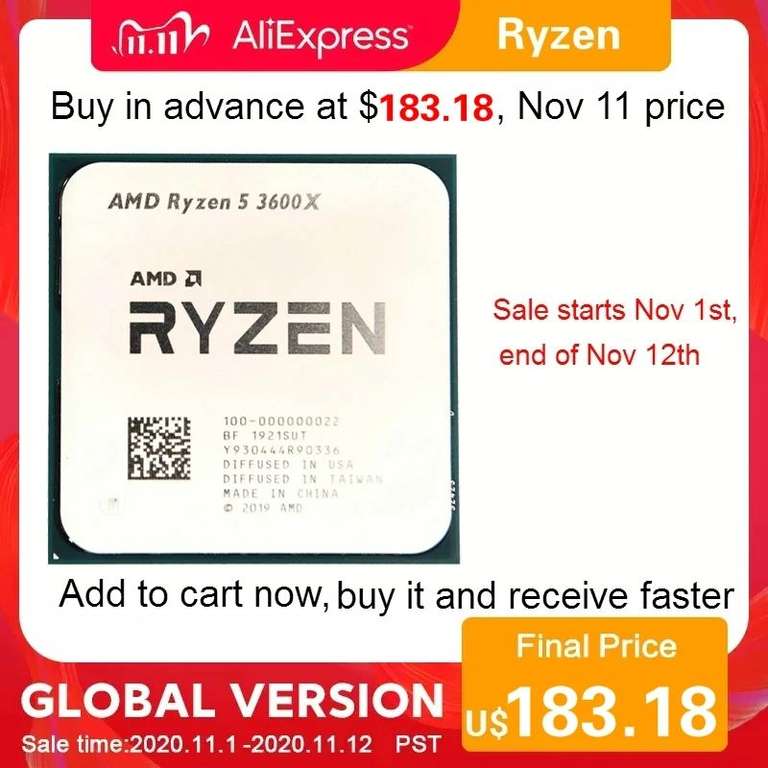 Процессор AMD Ryzen 5 3600X R5 3600X 3,8 ГГц (Б/У)