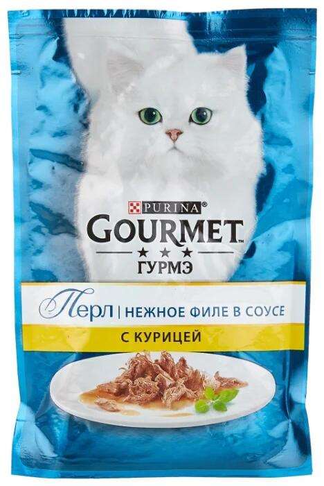 Корм для кошек Gourmet Перл с курицей 24шт. х 85 г (кусочки в соусе)