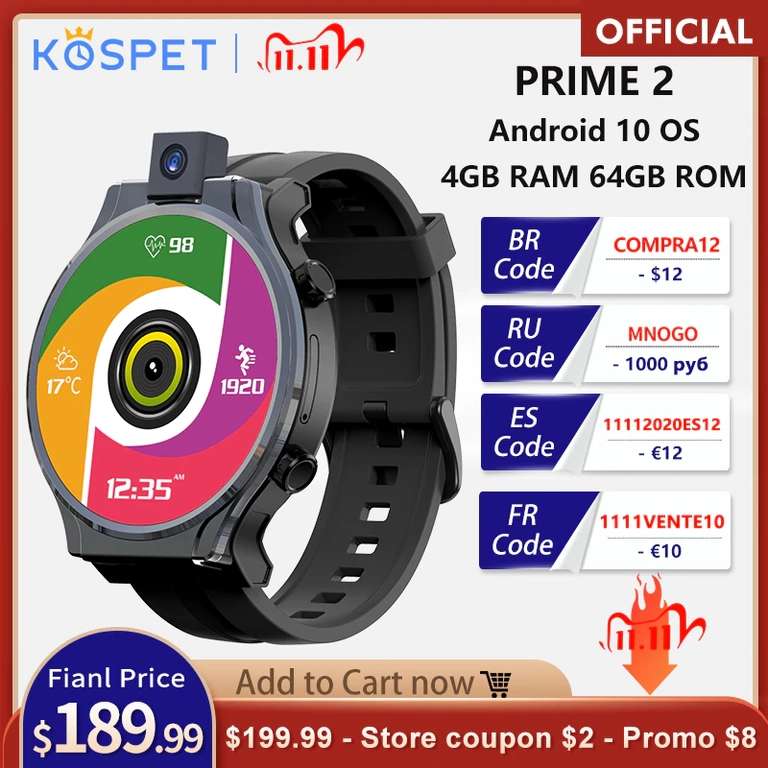Смарт часы KOSPET PRIME 2 4GB 64GB 13MP камера