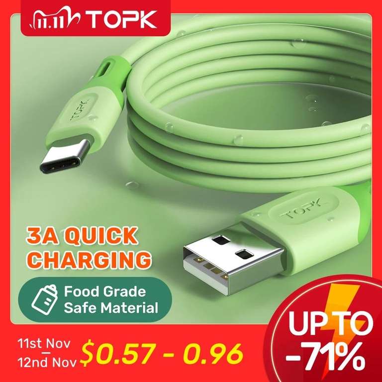 Кабель TOPK Micro USB Type C