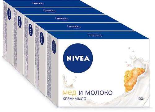 Nivea Крем-мыло Мед и молоко 100 г х 5 шт (1=2)