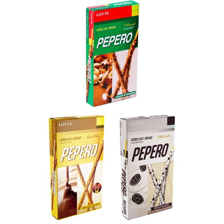 Скидки на продукцию Lotte Пеперо (напр. набор печенья Lotte пеперо 3 вкуса 3 шт.)