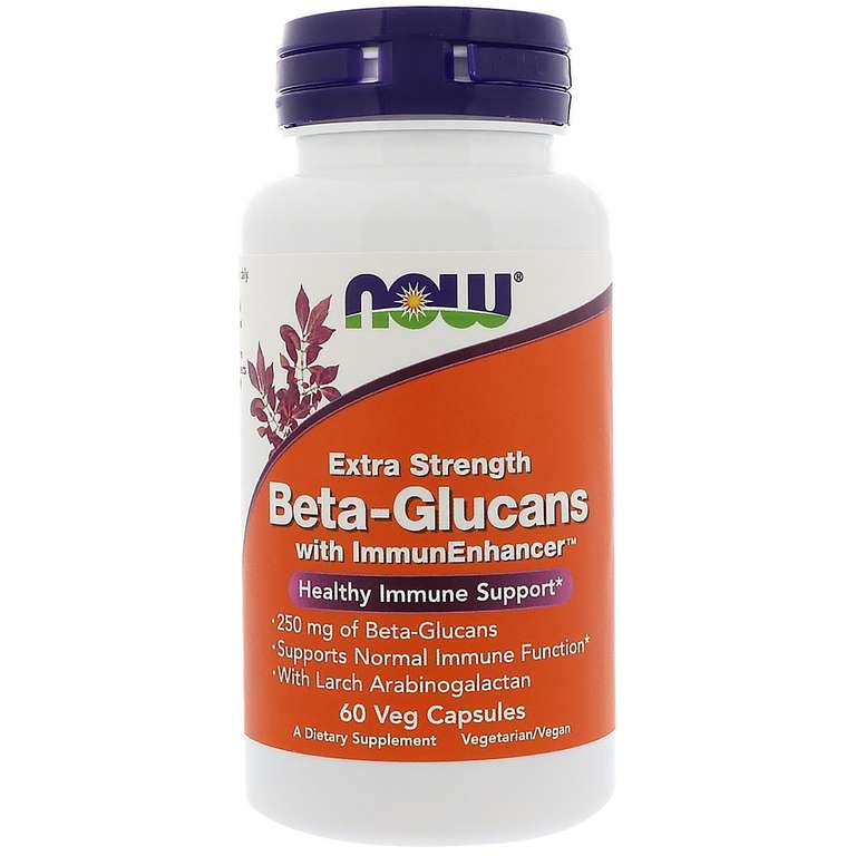 Бета-глюканы Now Foods с ImmunEnhancer, дополнительная сила, 250 мг, 60 капсул