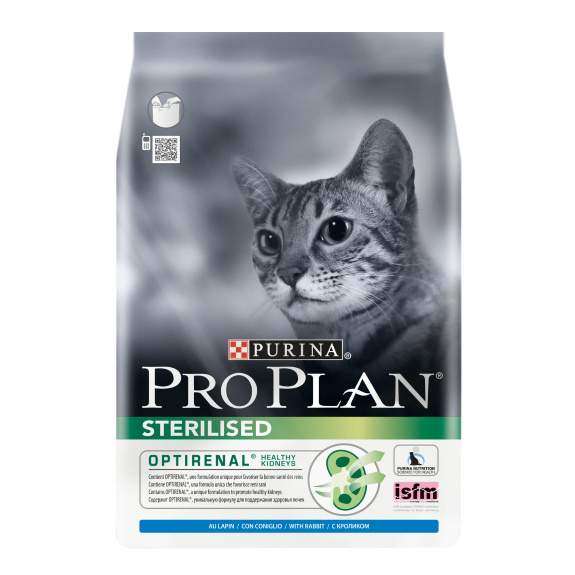 Сухой корм для кошек PRO PLAN Sterilised Optirenal, для стерилизованных, кролик, 3 кг