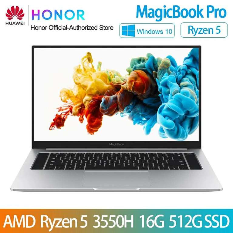 Ноутбук HONOR MagicBook Pro (AMD Ryzen R5 3550H 16 Гб ОЗУ/512 ГБ SSD/16,1 дюйма IPS 100% sRGB)