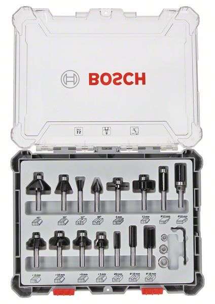 Набор фрез Bosch 15 штук Цанга 8мм (2607017472)