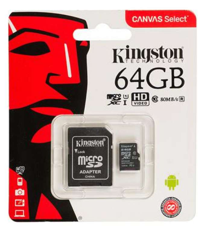 [Уфа] Карта памяти Kingston microSDXC UHS-I 64GB Class 10 с адаптером