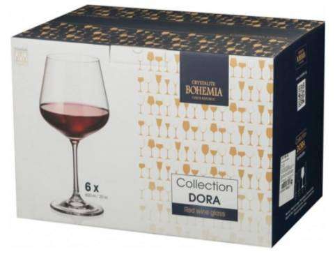 Набор бокалов для красного вина CRYSTALITE BOHEMIA Дора 600мл 1SF73/600, Чехия, 6 шт