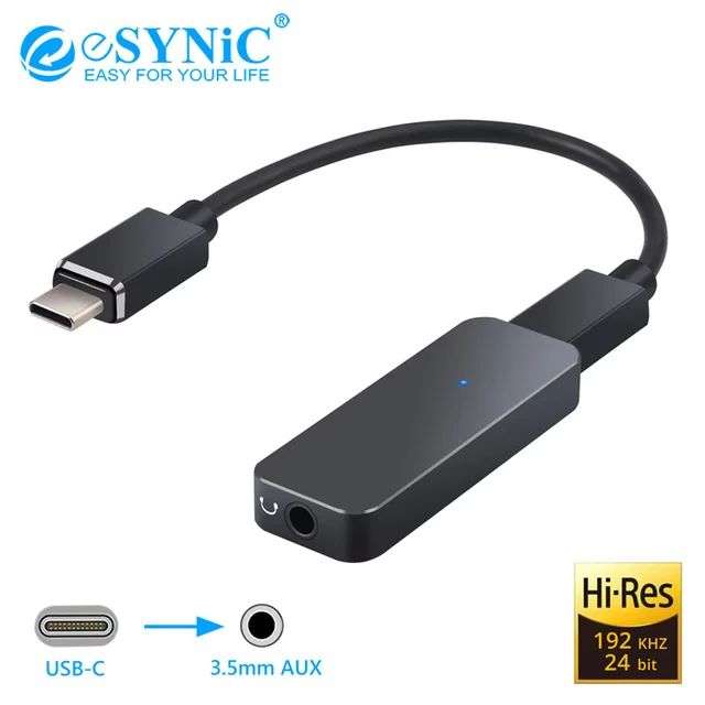 ESYNiC 192 кГц кабель-Переходник адаптер USB C на 3,5 мм