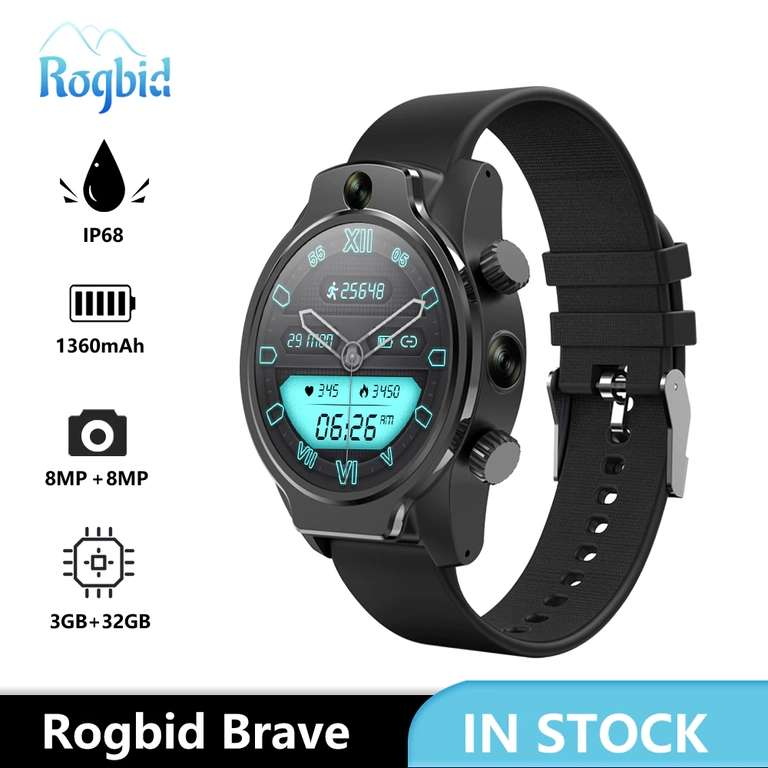 Смарт-часы Rogbid Brave, 4G, LTE, GPS, 3 + 32 ГБ