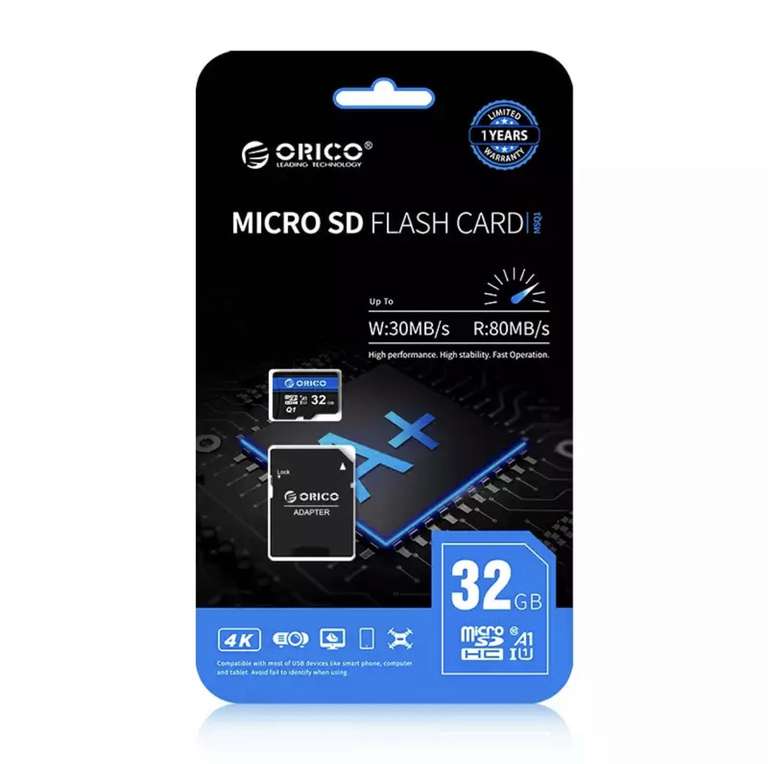 Карта памяти Orico 32 GB Micro SD с адаптером