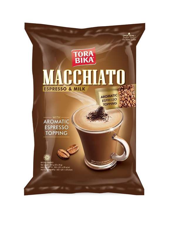 Кофейный напиток ToraBika Macchiato с доп. пакетиком молотого кофе 25г*20*12