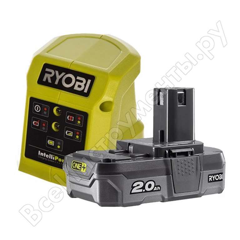 Набор аккумулятор Ryobi RB18L20 Li-Ion 18 В 2 А·ч + зарядное устройство Ryobi RC18115-120VSE 5133004897