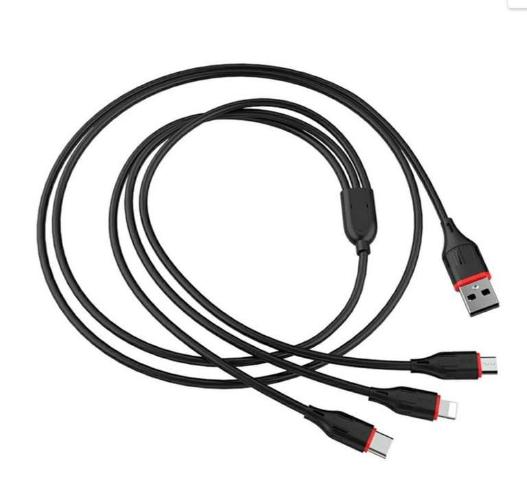 Кабель USB - Apple 8 pin, Type-C, микро USB Borofone Enjoy BX17, 1.0м, 2.1A, Borofone