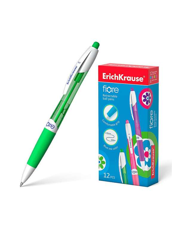 Ручка шариковая автоматическая Fiore ErichKrause синяя, 12 шт. (при покупке 3 комплектов)