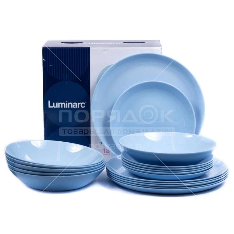 Сервиз столовый из стекла, 18 предметов, Diwali Light Blue P2962 Luminarc