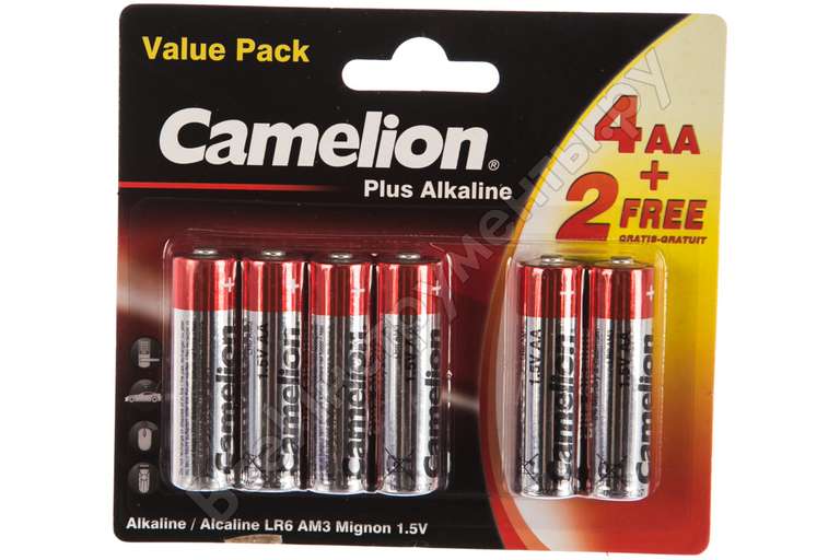 Щелочные батарейки Camelion LR6-BP2 Plus 14113 (6 шт)