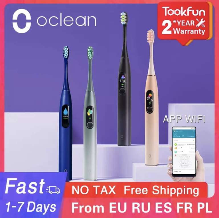 Зубная щетка Oclean X Pro звуковая электрическая, 40 дней работы, беспроводная зарядка