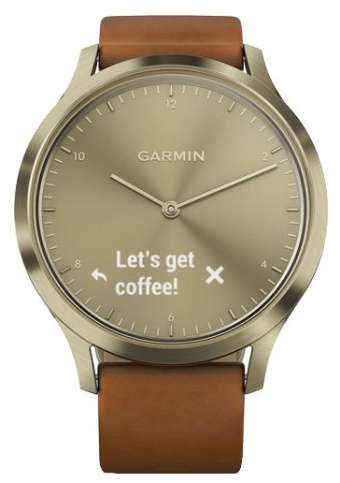 Умные часы Garmin vivomove HR Premium со светло-коричневым кожаным ремешком (золотистый)