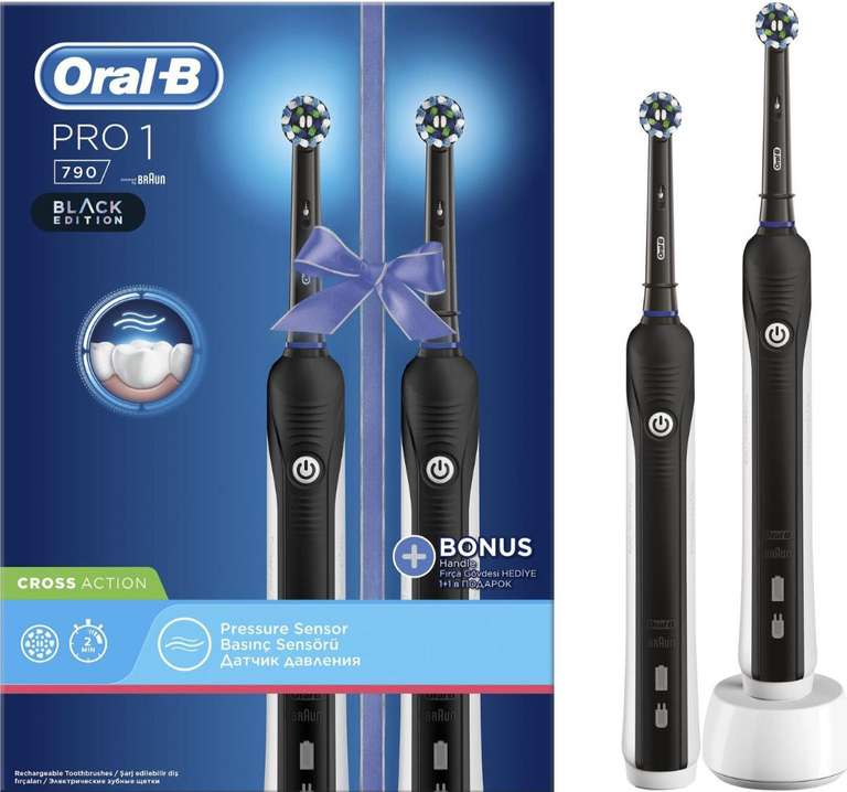 Электрическая зубная щетка Oral-B Pro 790 Duo/D16.523.1UH CrossAction Black, 2 шт.