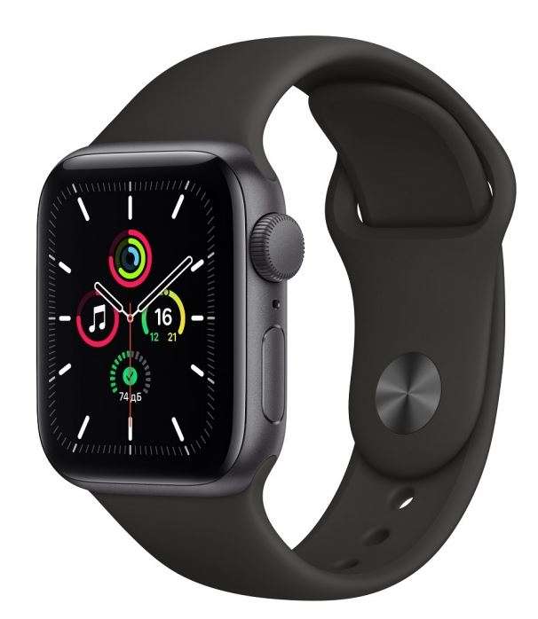 Часы Apple Watch SE GPS 40мм корпус из алюминия серый космос + ремешок черный (MYDP2RU/A)