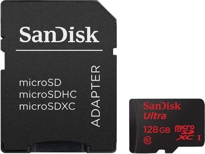 128ГБ Карта памяти Sandisk Ultra MicroSDXC + SD адаптер (SDSQUNS-128G-GN6TA), UHS-I, U1, class 10