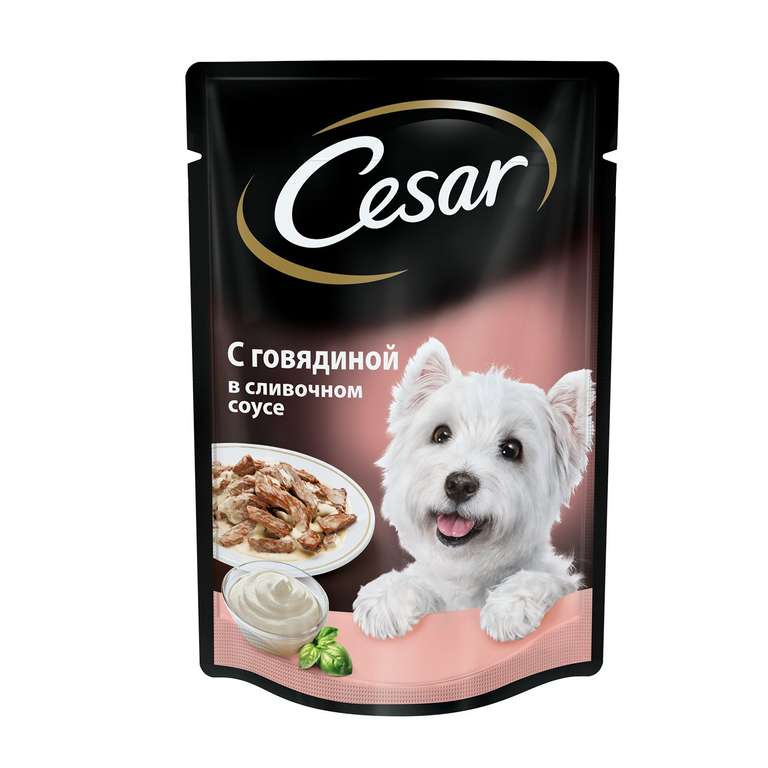 Корм для собак Cesar с говядиной в сливочном соусе пауч 100г и другие