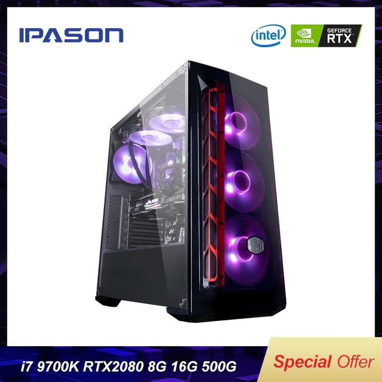 Настольный компьютер IPASON (i7 9th Gen 9700 k/Z390/DDR4 16G ram/500G m.2 + 2T SSD/RTX2080 8G)