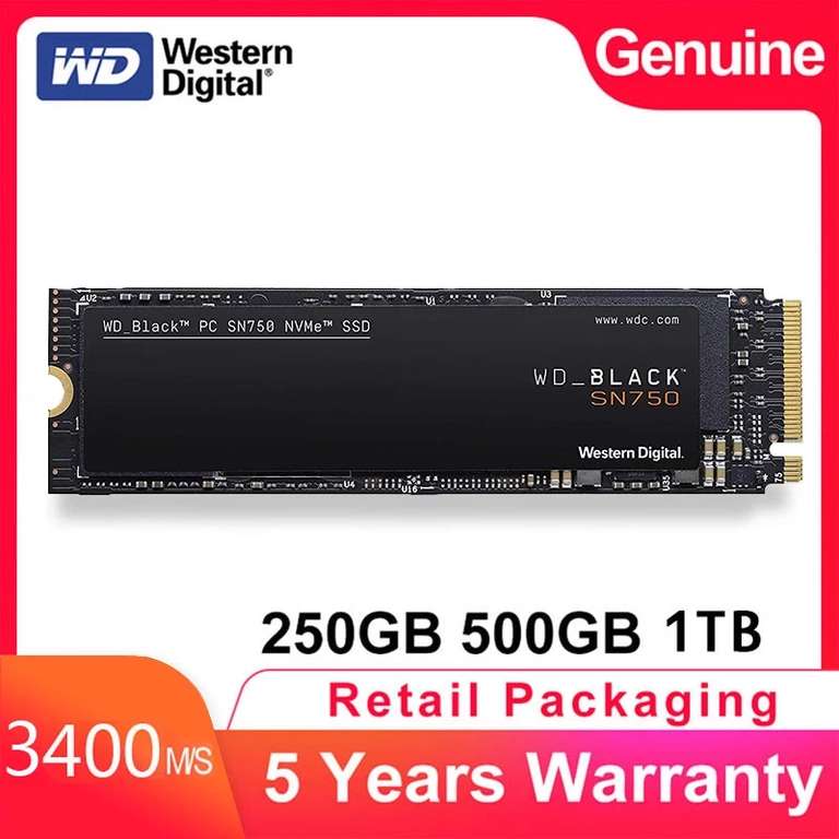 512 ГБ NVME SSD M.2 Western Digital Black SN750 3400/2600MB/s