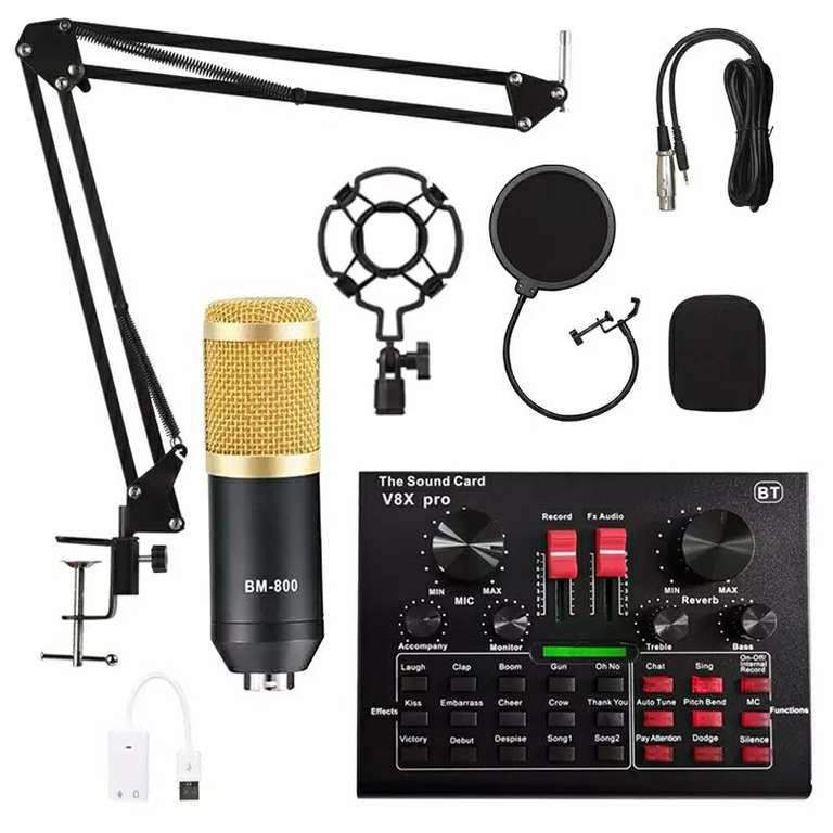 Конденсаторный микрофон BM800 Pro + микшер
