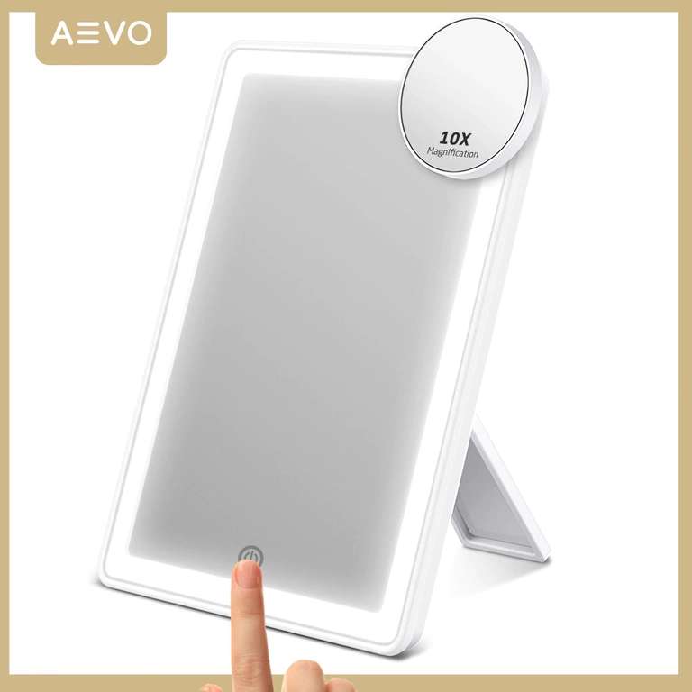 Оригинальное AEVO зеркало для макияжа с светильником и увеличительной частью.