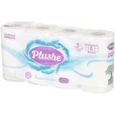 Туалетная бумага 3-слойная Plushe Deluxe Light, 8 рулонов
