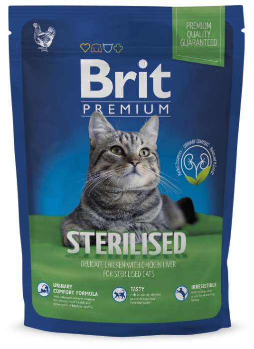 Сухой корм для стерилизованных кошек Brit Premium с курицей 1.5 кг (244₽ за 1 кг)