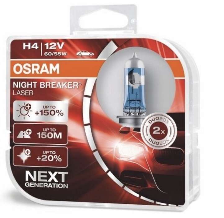Лампа автомобильная галогенная H4 Osram NIGHT BREAKER LASER (2 шт)